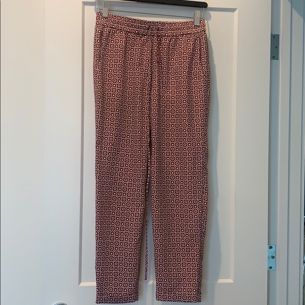 J. Crew Maroon & White Cropped Bottoms